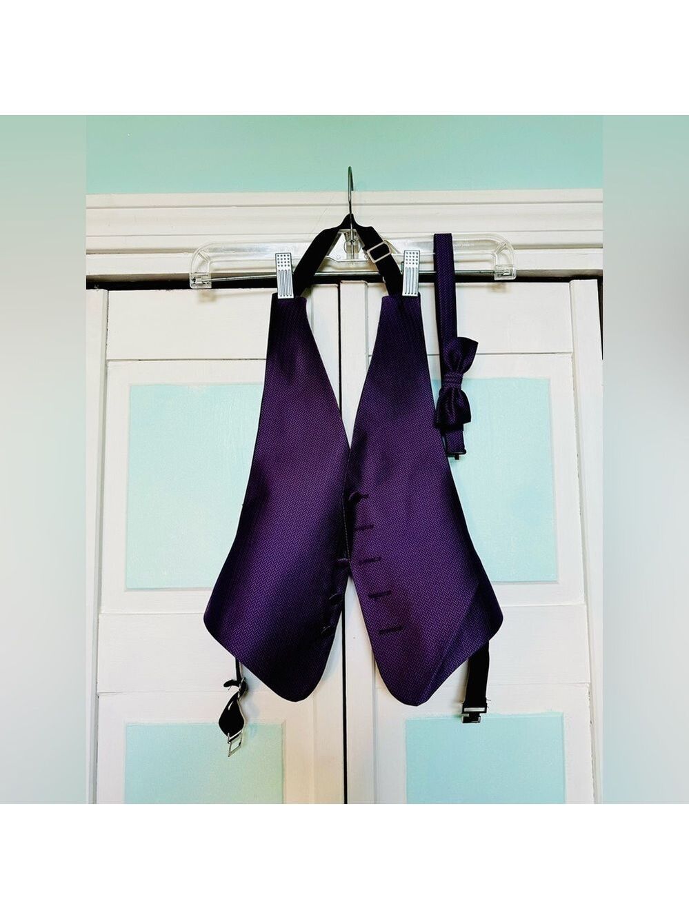 Kids Boys Herringbone Purple Plum Vest Wedding Fits sizes 3T 4T 5 6 Bow tie